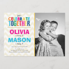 双子の誕生日パーティー招待状 招待状