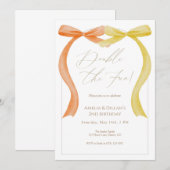 双子の誕生日招待状 ダブル ファン ウォーターカラー 招待状 (正面/裏面)