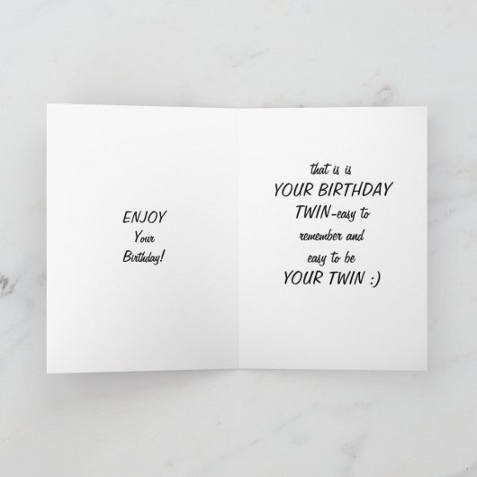 双子の誕生日 カード (内部)