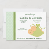 双子の誕生発表 案内状 (正面)