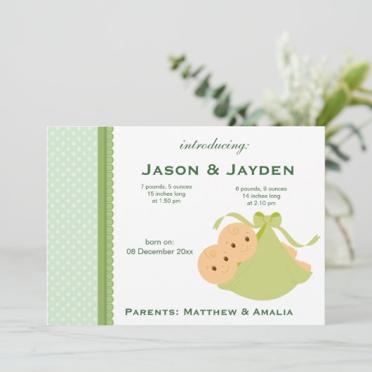 双子の誕生発表 案内状 (スタンド正面)