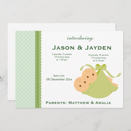 双子の誕生発表 案内状 (正面/裏面)