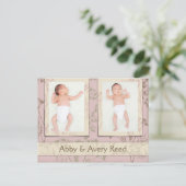 双子の誕生発表 – Fennel Pink 案内ポストカード (スタンド正面)