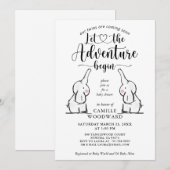 双子の象のベビーシャワー招待状 招待状 (正面/裏面)