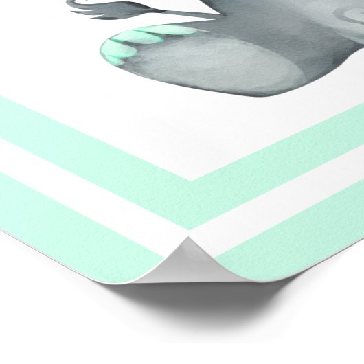 双子の象のミントベイビーシャワーのご案内 ポスター (角)