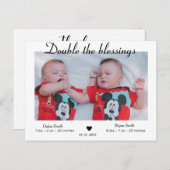 双子の賛美写真誕生のお知らせ ポストカード (正面/裏面)