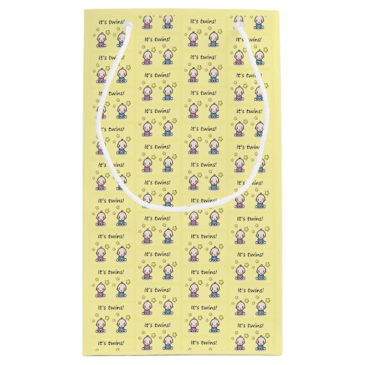 双子の贈り物ラップ、赤ちゃんシャワーの装飾。 スモールペーパーバッグ (裏面)