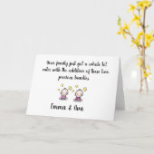 双子の赤ちゃんおめでとうカード, 名前, 女の子の双子 カード (黄色い花)