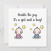 双子の赤ちゃんおめでとうカード、新しく双子が誕生しました カード (正面)