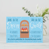 双子の赤ちゃんがもうすぐ！BBQパーティー 招待状 (スタンド正面)