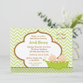 双子の赤ちゃんのお祝い招待状（ニュートラル） 招待状 (スタンド正面)