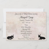 双子の赤ちゃんのシャワー招待状 - 牧場の双子鹿のシルエット 招待状 (裏面)