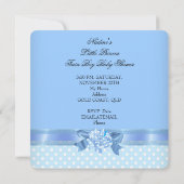 双子の赤ちゃんのシャワー ボーイズ ブルー リトル プリンス クラウン 招待状 (裏面)