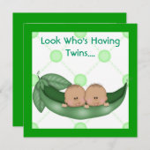 双子の赤ちゃんのシャワー twin  誕生のお知らせ 招待状 (正面/裏面)