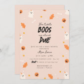 双子の赤ちゃんのママに！もうすぐ出産の２人のブーちゃん 招待状 (正面/裏面)