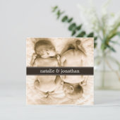 双子の赤ちゃんの写真 出生発表 案内状 (スタンド正面)