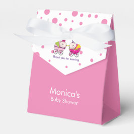 双子の赤ちゃんの女の子のベビーシャワーパーティーのお礼箱 フェイバーボックス