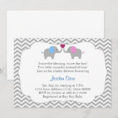 双子の赤ちゃんの歓迎会 招待状 (正面/裏面)