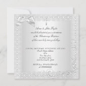 双子の赤ちゃんの洗礼　女の子 男の子　白いレースのデザイン 招待状 (裏面)