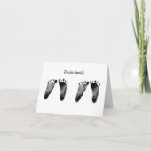 双子の赤ちゃんの足跡-ありがとう サンキューカード (正面)