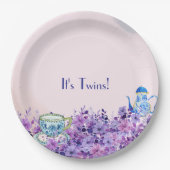 双子の赤ちゃんシャワーのお茶 ペーパープレート (正面)