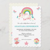 双子の赤ちゃんシャワーの招待状だ。 (正面/裏面)