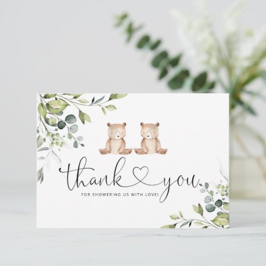 双子の赤ちゃんシャワーを待感謝していちたい カード (スタンド正面)