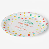 双子の赤ちゃんシャワーカラフルドットのパターン ペーパープレート (アングル)