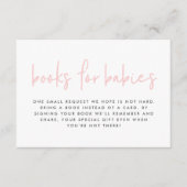 双子の赤ちゃんシャワーガーリーピンクの本のモダンベビー エンクロージャーカード (正面)