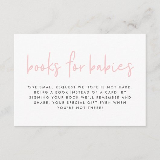 双子の赤ちゃんシャワーガーリーピンクの本のモダンベビー エンクロージャーカード (正面)