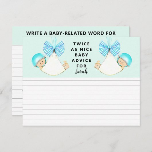 双子の赤ちゃんシャワーゲーム ポストカード (正面/裏面)