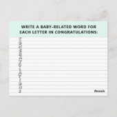 双子の赤ちゃんシャワーゲーム ポストカード (裏面)