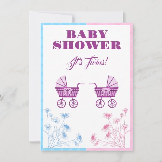 双子の赤ちゃんシャワーパーティーガールボーイ。 招待状 (裏面)