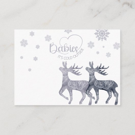 双子の赤ちゃんシャワーブックリクエスト外は寒い エンクロージャーカード (裏面)