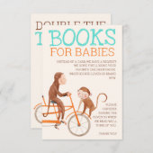 双子の赤ちゃんシャワー可愛いモンキーダブルトラブルブック エンクロージャーカード (正面/裏面)