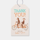 双子の赤ちゃんシャワー可愛いモンキーダブルトラブル ギフトタグ (裏面)