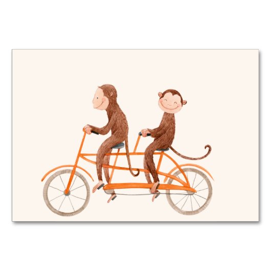 双子の赤ちゃんシャワー可愛いモンキーダブルトラブル テーブルナンバー (裏面)