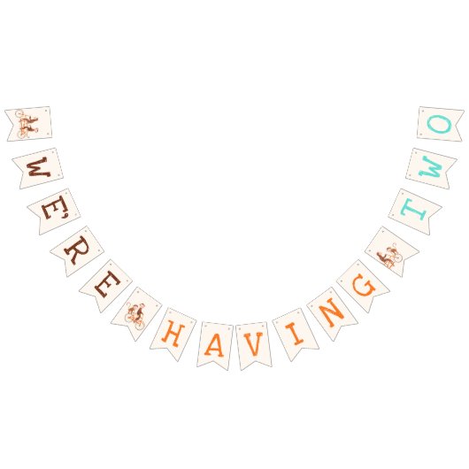 双子の赤ちゃんシャワー可愛いモンキーダブルトラブル バンティングフラッグ (全)