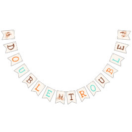 双子の赤ちゃんシャワー可愛いモンキーダブルトラブル バンティングフラッグ