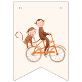 双子の赤ちゃんシャワー可愛いモンキーダブルトラブル バンティングフラッグ (第1の旗)