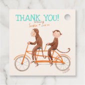 双子の赤ちゃんシャワー可愛いモンキーダブルトラブル フェイバータグ (裏面)