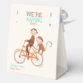 双子の赤ちゃんシャワー可愛いモンキーダブルトラブル フェイバーボックス (裏面)