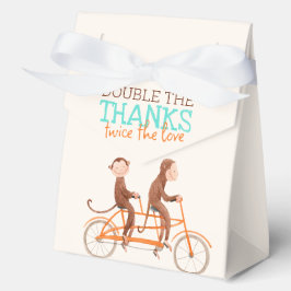 双子の赤ちゃんシャワー可愛いモンキーダブルトラブル フェイバーボックス