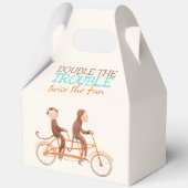 双子の赤ちゃんシャワー可愛いモンキーダブルトラブル フェイバーボックス (正面)