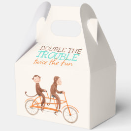 双子の赤ちゃんシャワー可愛いモンキーダブルトラブル フェイバーボックス