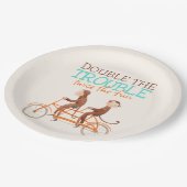 双子の赤ちゃんシャワー可愛いモンキーダブルトラブル ペーパープレート (アングル)