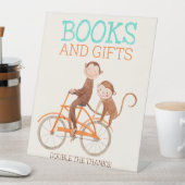 双子の赤ちゃんシャワー可愛いモンキーダブルトラブル 台座サイン (インサイチュ)