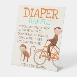 双子の赤ちゃんシャワー可愛いモンキーダブルトラブル 台座サイン