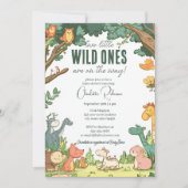 双子の赤ちゃんシャワー私のかわいい森林動物 招待状 (正面)