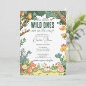 双子の赤ちゃんシャワー私のかわいい森林動物 招待状 (スタンド正面)